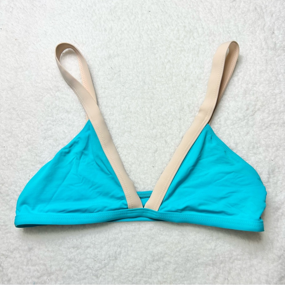 L Space “Farrah” Color-block Blue Bikini Top